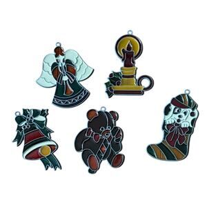 VTG Stained Glass Look Style Christmas Holiday Ornaments Sun Catchers Angel Bear
